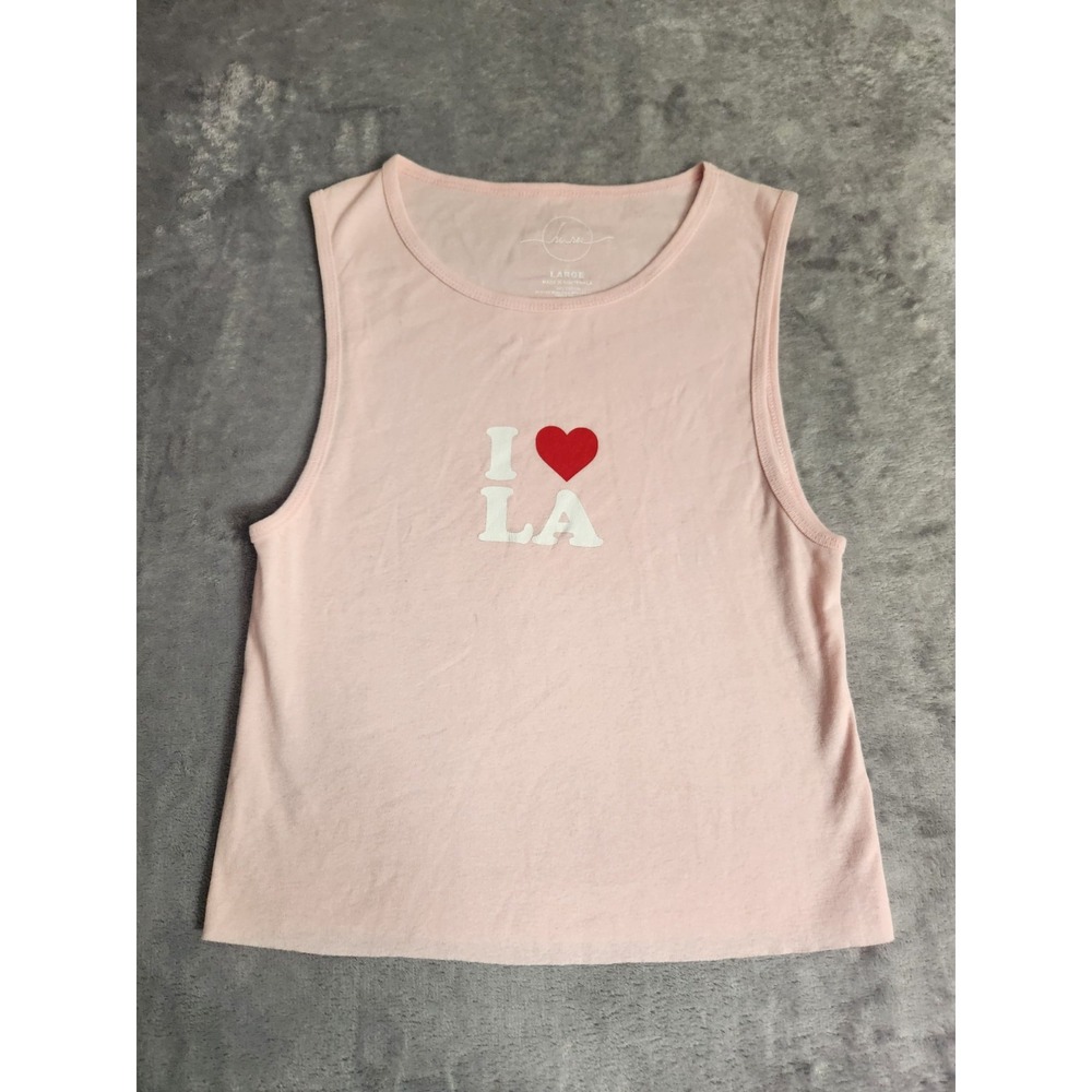 New HiRes Tank Top Juniors L Pink Sleeveless I Heart Love LA Cotton Nordstrom
